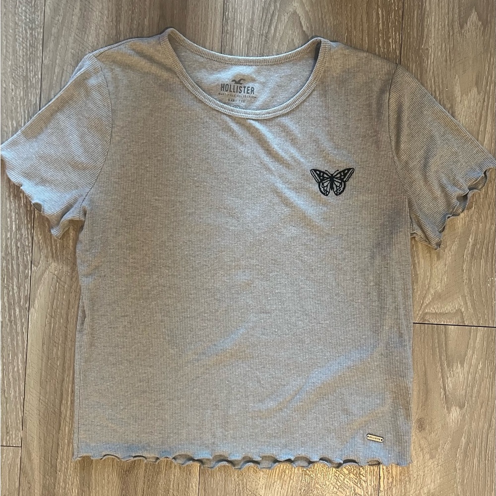 Hollister Gray Women's Top with Butterfly Detail